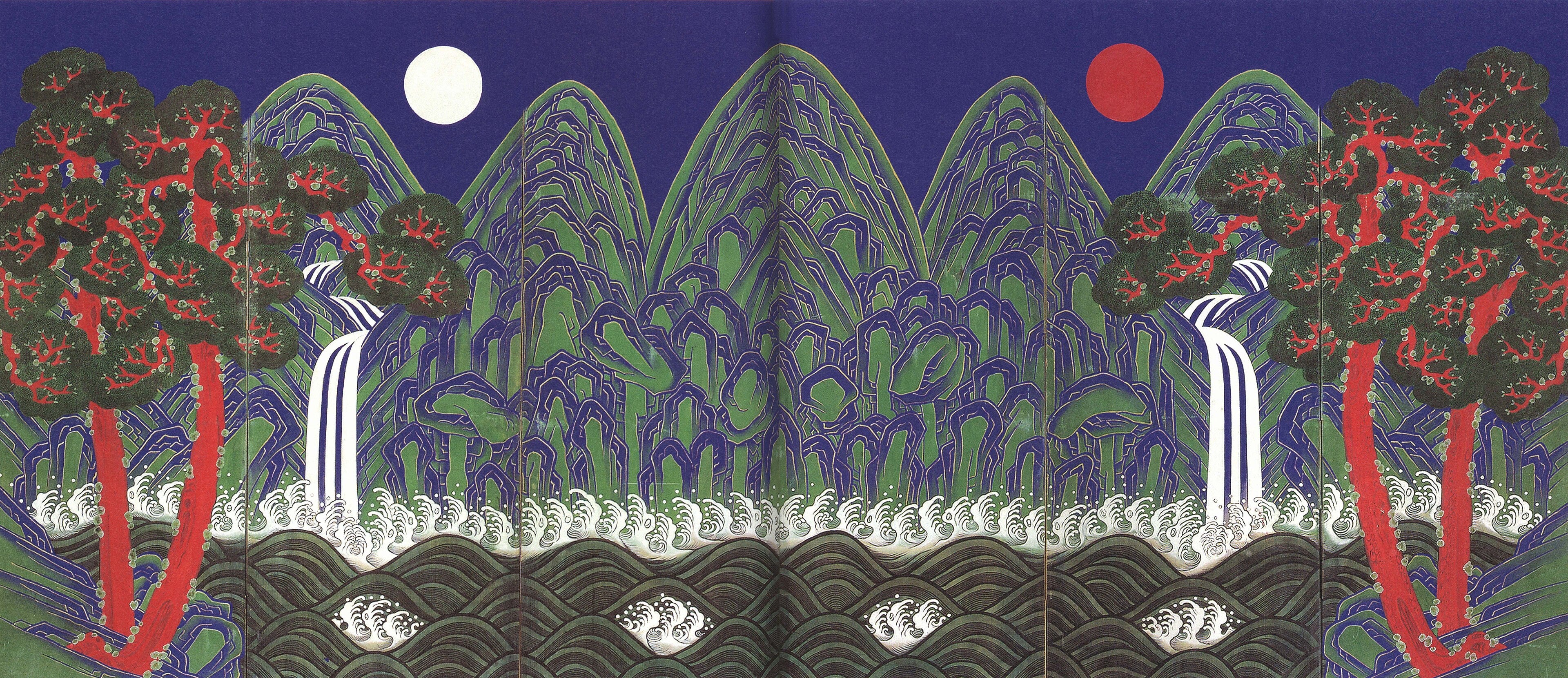 Irworobongdo — Sun, Moon and Five Peaks, Joseon royal screen