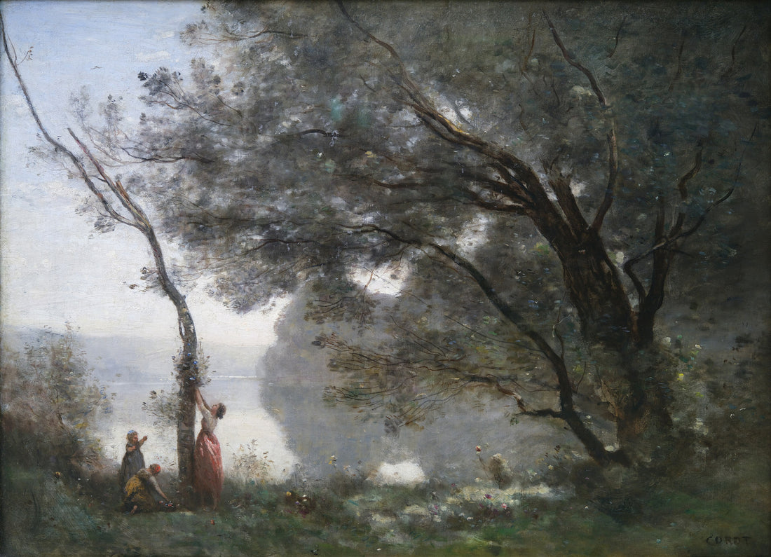 Souvenir de Mortefontaine — Camille Corot at 24 by 36 inches, shown to scale