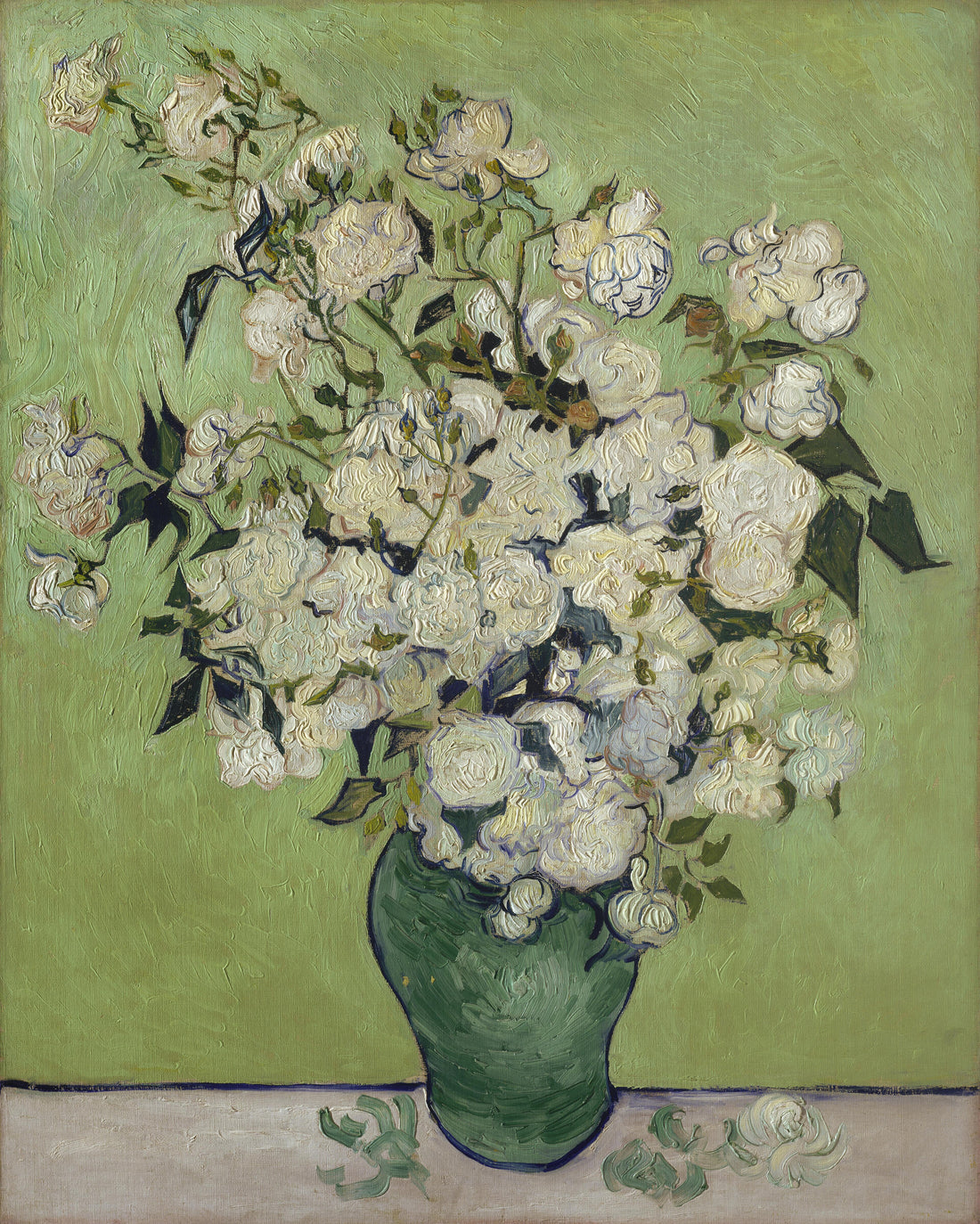 Vase of Roses — Vincent van Gogh at 24 by 36 inches, shown to scale