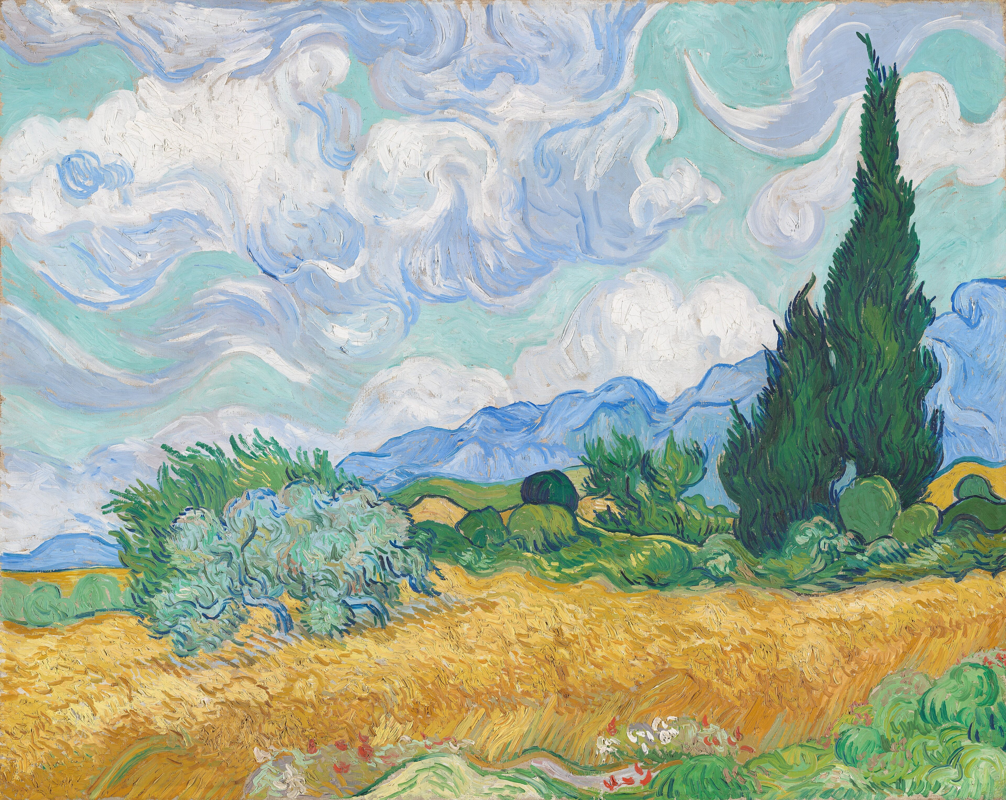 Wheat Field with Cypresses by Vincent van Gogh, 1889
