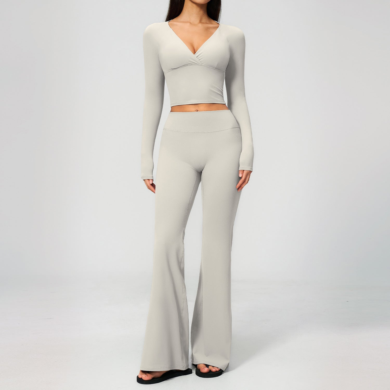 Creamy Yoga Outfit Set for Women, Quick-Dry Fitness Wear, High-Waisted Sports Suit for Outdoor Leisure and Running