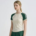 Spring Summer New Striped Fitness Dress with Built-in Pants, Nylon Sports Badminton Tennis Skirt