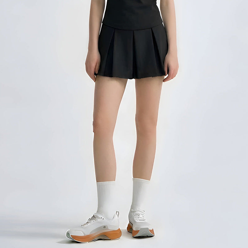 Spring Summer New Striped Fitness Dress with Built-in Pants, Nylon Sports Badminton Tennis Skirt