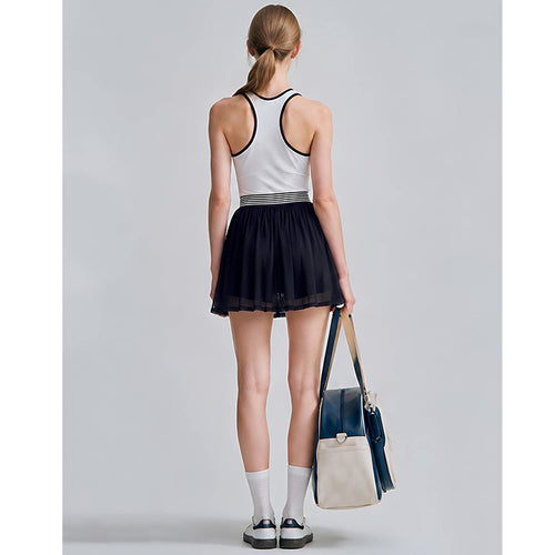 26 Spring/Summer New Stripe Fitness Dress with Built-in Shorts, Nylon Sporty INS Style Badminton Tennis Skirt