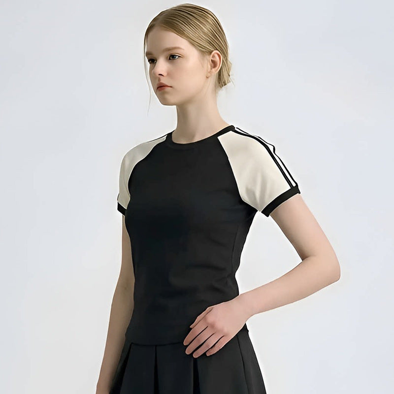 Spring Summer New Striped Fitness Dress with Built-in Pants, Nylon Sports Badminton Tennis Skirt