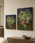 Bouquet of Flowers in a Vase canvas print in two sizes styled in a warm minimal interior