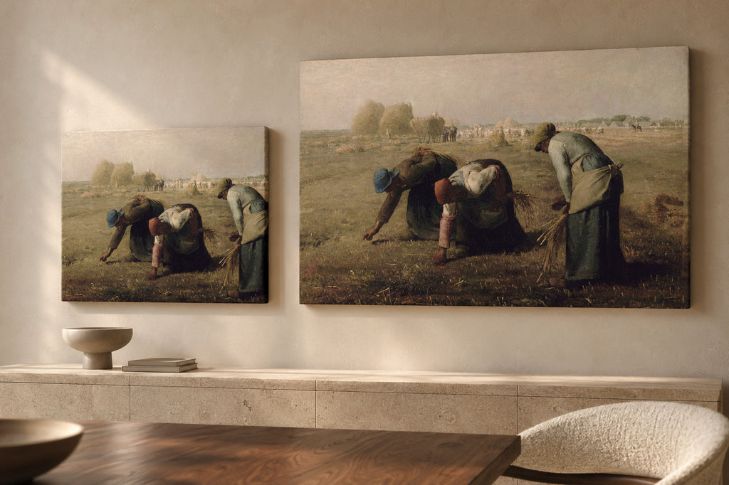 The Gleaners canvas print in two sizes styled in a warm minimal interior